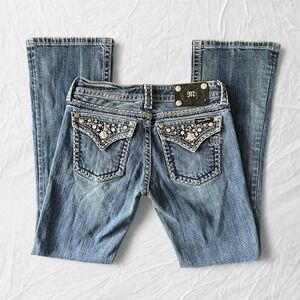 Miss Me blue bootcut jeans with rhinestone details